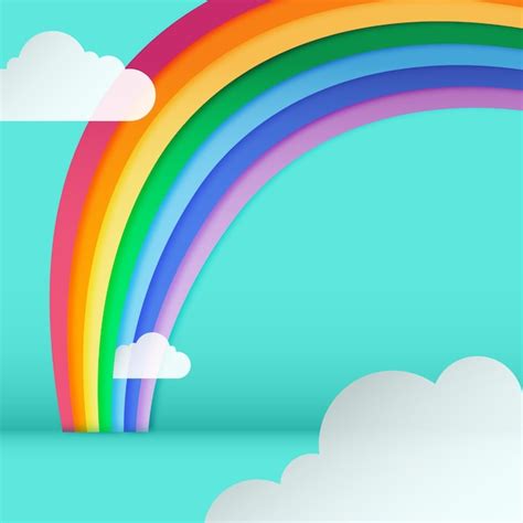 Free Vector Flat Design Rainbow With Clouds