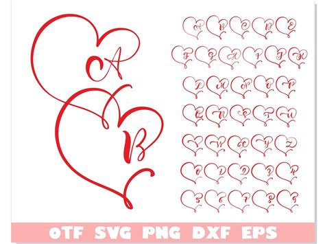 Monogram Heart Font Valentine Day Font Hearts Love Font Svg Heart