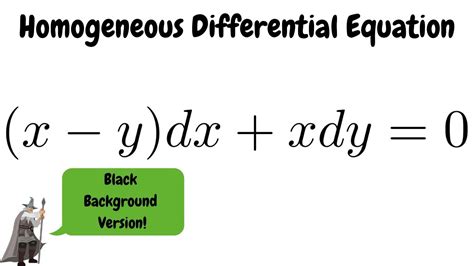 Homogeneous Differential Equation X Y Dx Xdy Youtube