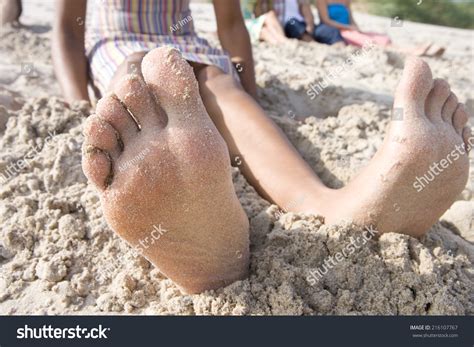 Closeup Womans Barefeet Sand Beach Stock Photo 216107767 Shutterstock