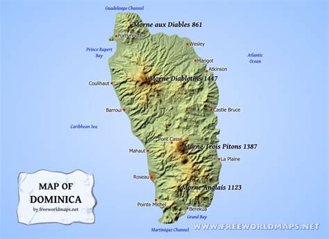 Dominica Map Caribbean Islands Dominica Island
