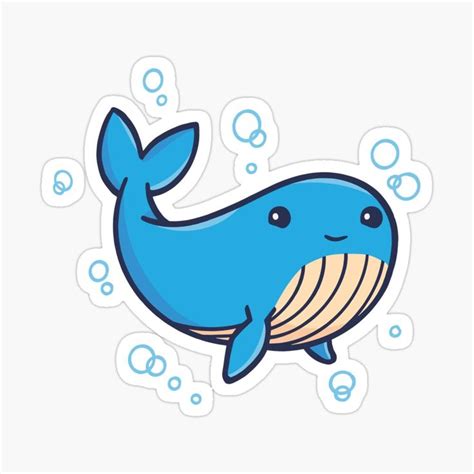 Cute Blue Whale Cartoon Sticker By Createli In Cartoon Stickers Blue Whale Coloring
