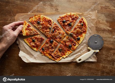 Cropped View Man Eating Delicious Italian Pizza Heart Shape Cut — Stock Photo © AntonMatyukha ...