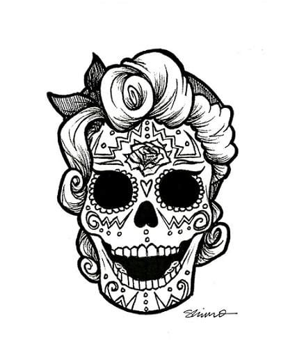 Mejora tu destreza, procura no rebasar los límites del diseño una calavera decorada mexicana para el dia de los muertos, y diviértete con las. Dibujos de calaveras fáciles y para colorear ...