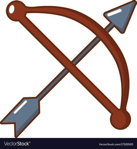 Bow And Arrow Weapon Icon Cartoon Style Royalty Free Vector