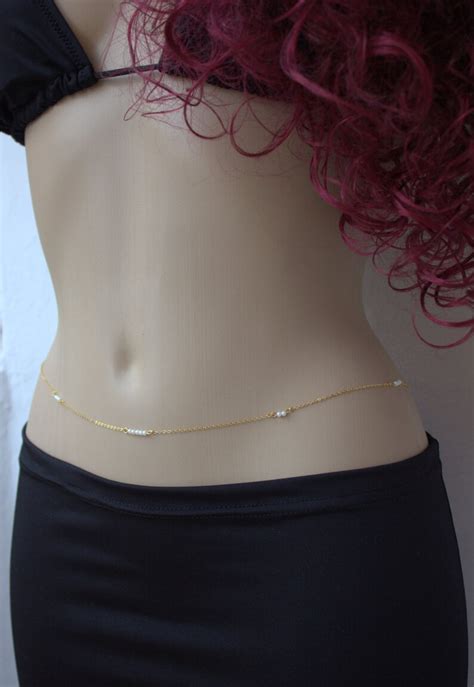 Pearl And Gold Belly Chain Belly Chain Jewelry Body Chain Etsy