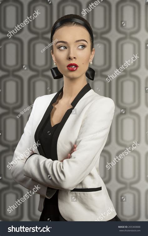 Portrait Elegant Aristocratic Woman Stylish Makeup Stock Photo