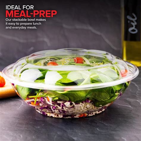 Buy Stock Your Home 64oz Clear Plastic Salad Bowls With Lids Disposable