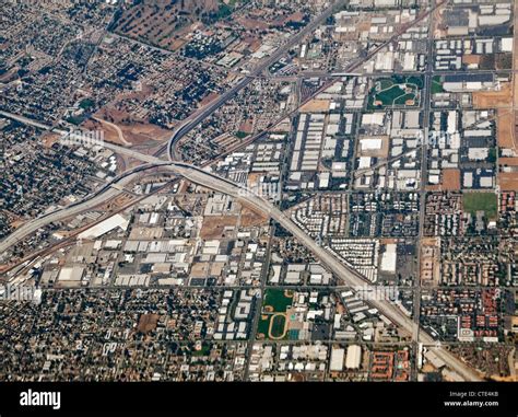 Riverside California Aerial At The 60 91 And 215 Freeway Interchange