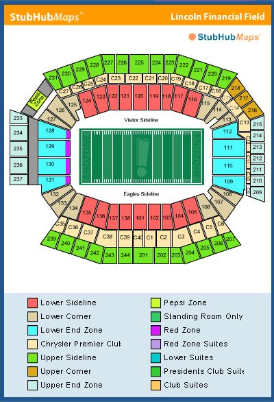 Lincoln Financial Field Seating Map