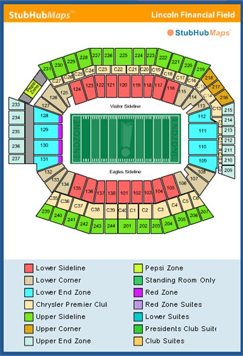 Lincoln Financial Field Seating Chart Pictures Directions And
