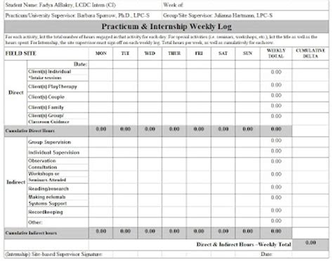 Use this article as a guide to writing an internship report that you can reflect back on to guide your career development. Internship Weekly Log Excel Template ~ Template Sample