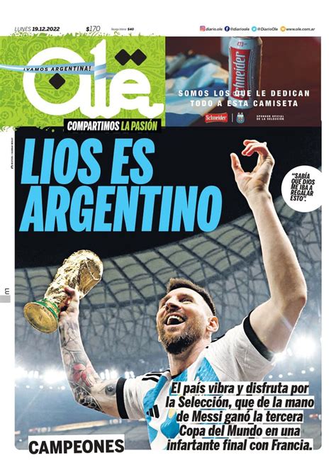 argentina campeón las tapas de los diarios nacionales y mundiales en honor a lionel messi