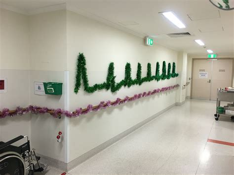 Christmas decorations in the Emergency Department.  Office christmas