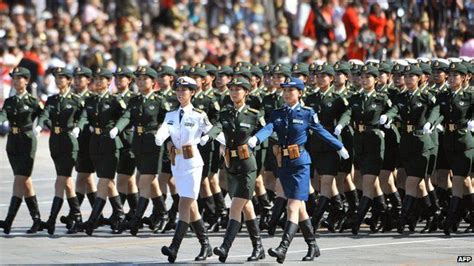China Female Guards Debut In Military Parade Bbc News