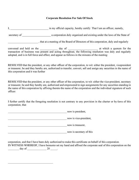Free Printable Corporate Resolution Form