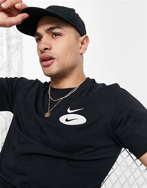 Nike Swoosh Small Logo T Shirt In Black Asos