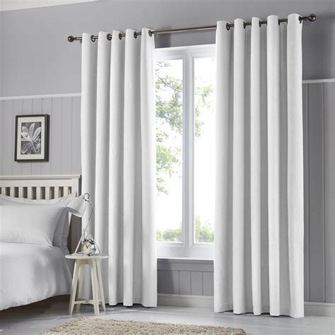 Tyla White Blackout Eyelet Curtains | White curtains living room, White
