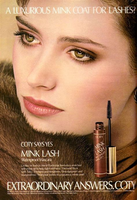 1985 Coty Cosmetics Mink Lash Mascara Makeup Fur Retro Vtg Print Ad