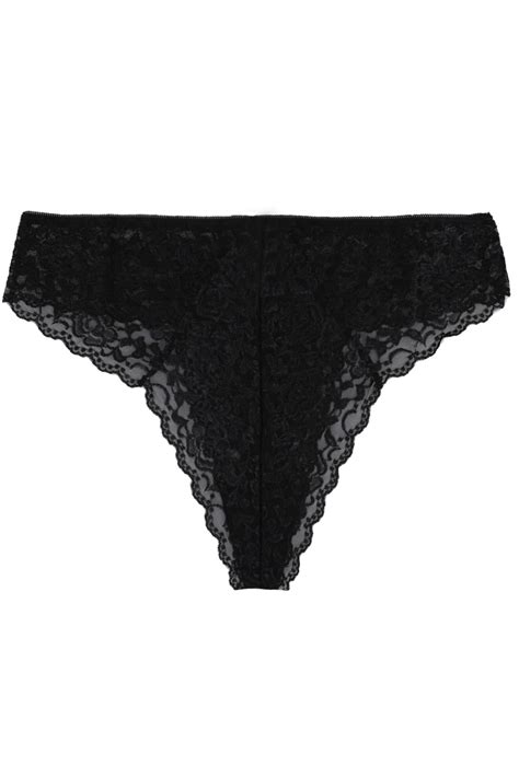 Black Lace Thong With Bow Detail Plus Size 16 To 36 Yours Clothing