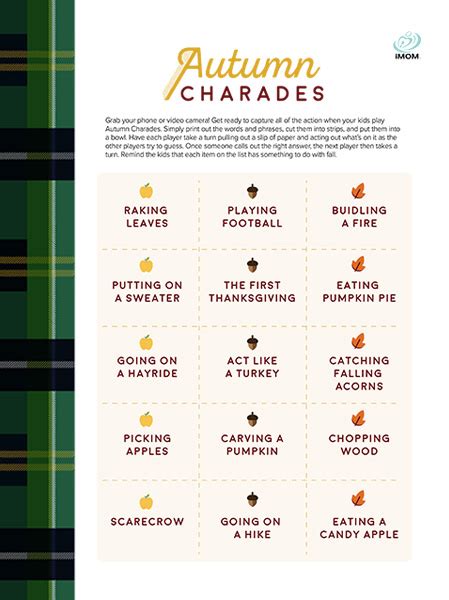 Autumn Charades Game Imom