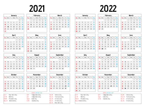 2021 And 2022 Calendar Printable Free Letter Templates