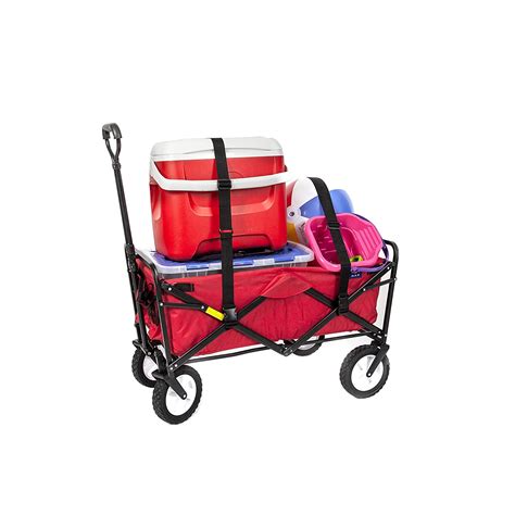 Mac Sports Collapsible Folding Outdoor Utility Wagon With Straps Red