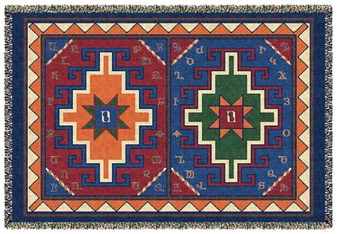 Armenian Alphabet Tapestry Throw On A Rug Design By Anets Collection