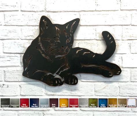Cat Laying Down Metal Wall Art Home Decor Handmade Etsy
