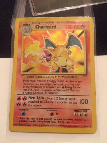 Charizard pokemon card worth/value, checklist, and buyers rating. Charizard Holographic Pokemon Card, 4/102 Original Base Set -- Antique Price Guide Details Page