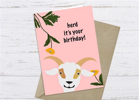 Goat Birthday Card Goat Birthday Card Printable Farm Birthday Card Digital Goat Birthday Card