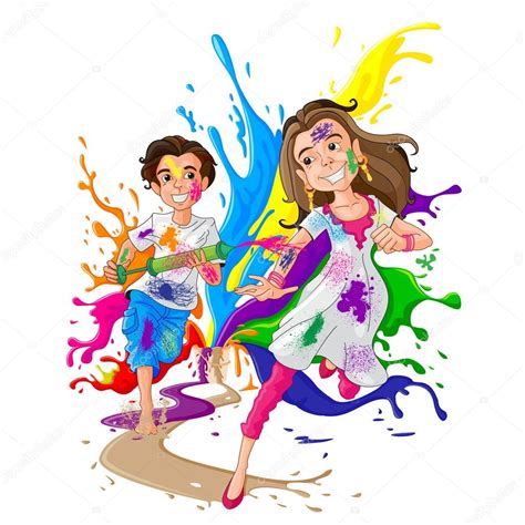 Kids Enjoying Holi Stock Vector Image By ©snapgalleria 41537951