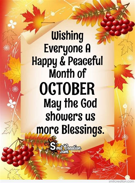 Wishing Everyone A Happy And Peaceful Month Of October