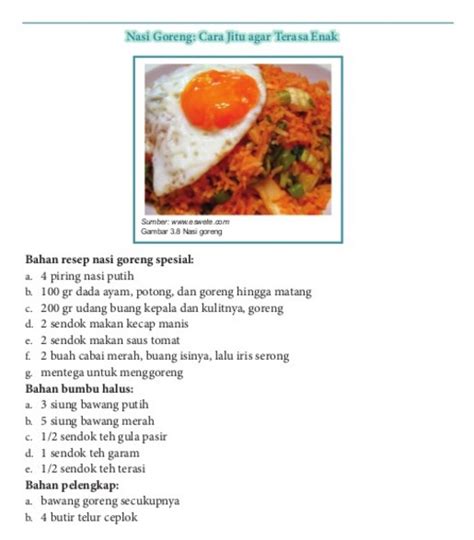 Teks Prosedur Pembuatan Nasi Goreng