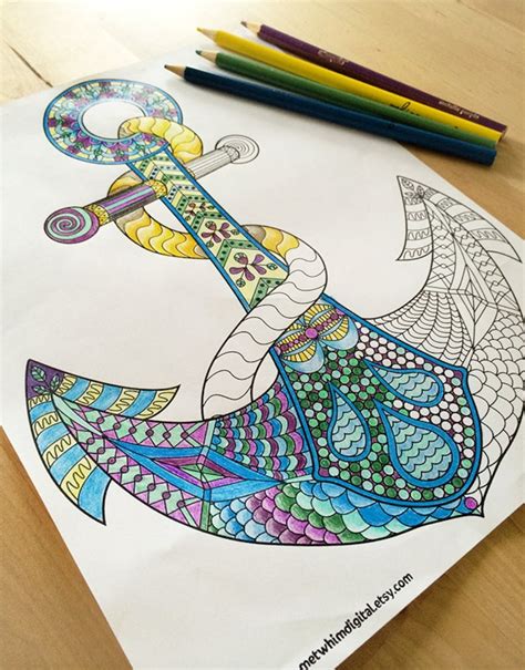 Anchor Coloring Page For Adults Anchor Adult Coloring Page Etsy Uk