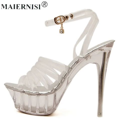 Summer Platform Sexy Clear Pvc Strappy Sandals Shoe For Stripper Pole