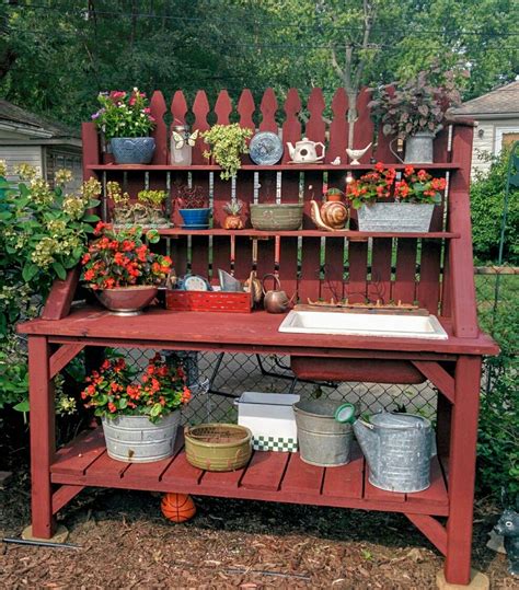 Potting Bench With Sink Garden Storage Bench Outdoor Potting Bench