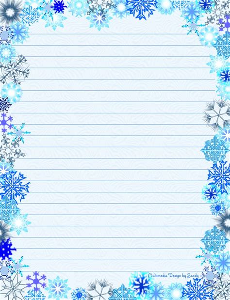 Blue Snowflakes Free Printable Stationery Stationery Paper