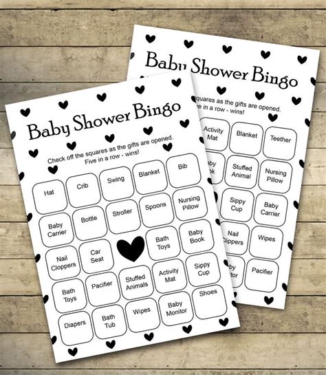 Black And White Baby Shower Bingo Cards Baby Shower Bingo Game 40