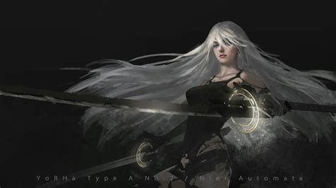 A2 Nier Automata White Hair Long Hair Nier Automata Video Games