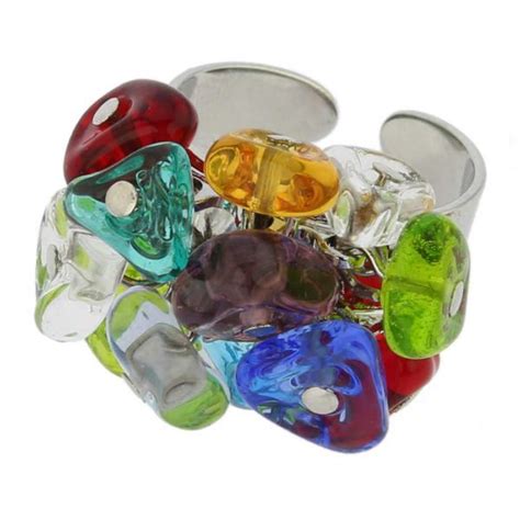 Murano Rings Sorgente Millefiori Murano Glass Ring Multicolor Murano Glass Jewelry Glass