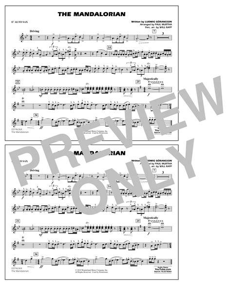 Here are 8 of my favorite all with free sheet music included. The Mandalorian (from Star Wars: The Mandalorian) (arr. Paul Murtha) - Eb Alto Sax Sheet Music ...