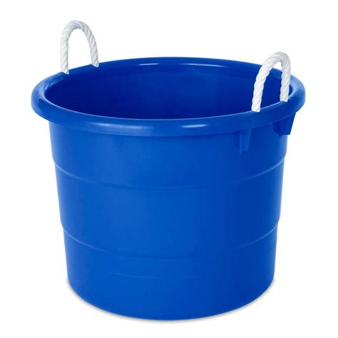 Their rope handles allow for positioning and carrying. HDX 18 Gal. Tub with Rope Handle in Blue-0402HDCB.08 - The ...