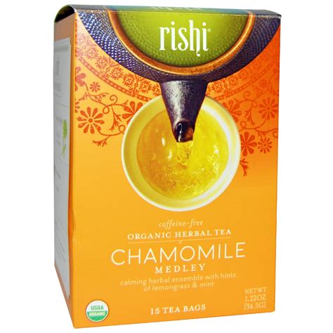 Rishi Tea Organic Herbal Tea Chamomile Medley Caffeine Free 15 Tea Bags