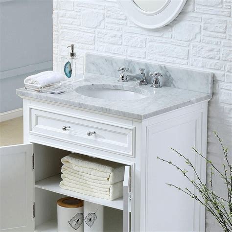 Water Creation 24 In W X 22 In D X 34 In H Bath Vanity In White With Marble Vanity Top In