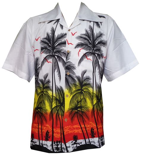 Hawaiian Shirt Mens Coconut Tree Print Beach Camp Party Aloha Walmart Com
