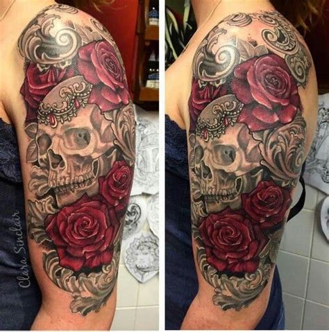 Sugar skull tattoos are not a main stream tattoo, but they do have a popularity. Beautiful | Skull sleeve tattoos, Skull rose tattoos, Cool ...