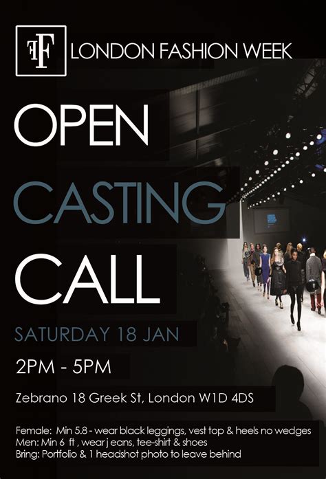 Casting Call Opportunity For Male And Female Models To Walk At London Fashion Week 15 16