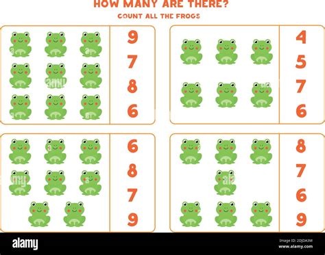 Counting Game For Kids Count All Cute Frogs Worksheet For Children