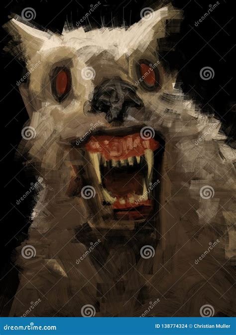 Digital Traditional Painting Of A Werewolf Concept Art Creature Showing